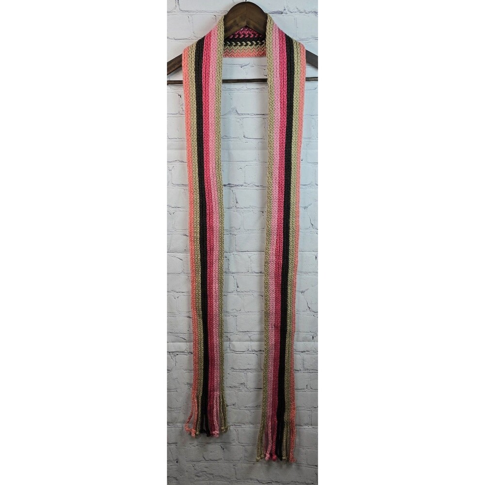 Vintage Talbots Women's Neck Scarf Pink Brown Tan Peach Wool Blend Crocheted